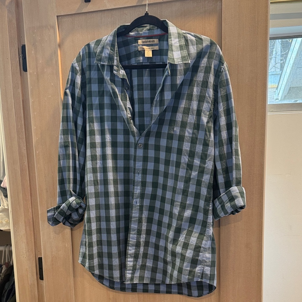 Goodthreads Navy and Forest Checkered Button Down Shirt